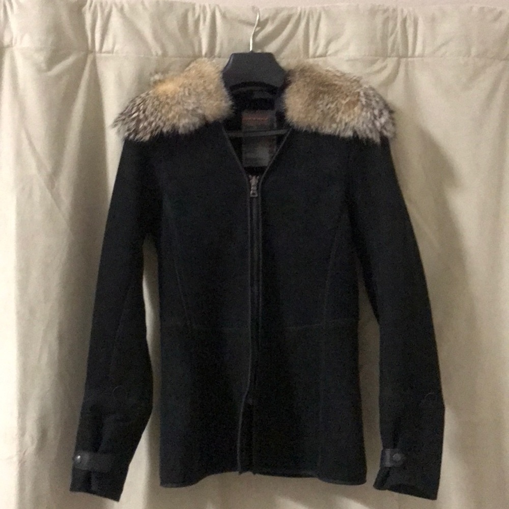 Prada Fitted Shearling Jacket with Fox Fur Trim